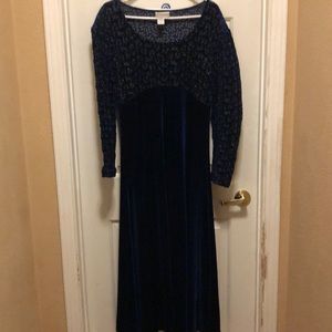 Coldwater creek navy blue velvet dress